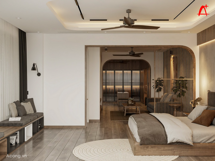 Thiết kế nội thất nhà lô phố 5 tầng Trần Duy Hưng: phòng ngủ master